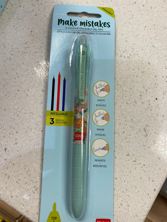 3 - COLOUR ERASABLE GEL PEN - FLORAL