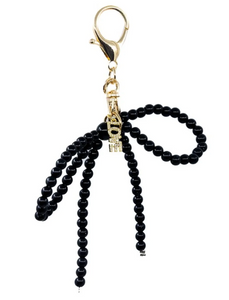 Pearl Bow Single Strand Charm in Black