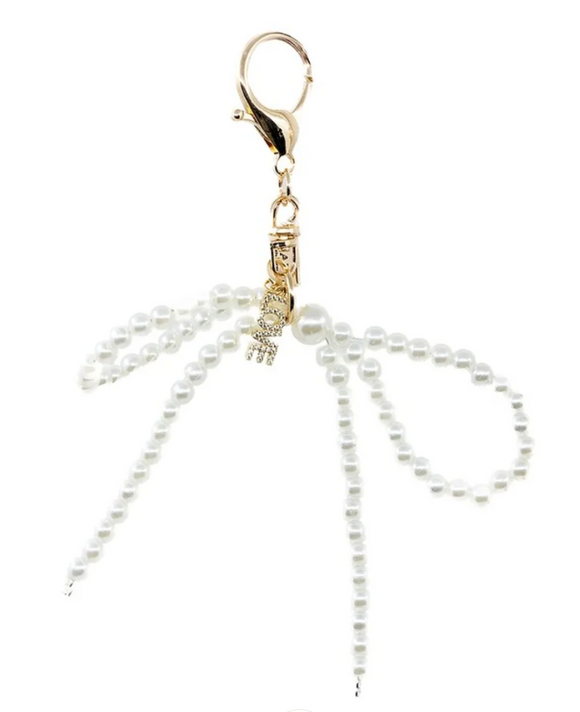 Pearl Bow Single Strand Charm in White