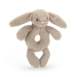 BASHFUL BEIGE BUNNY RING RATTLE (RECYCLED FIBERS)