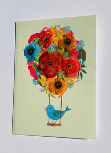 Bird on a flower bouquet swing, Papyrus