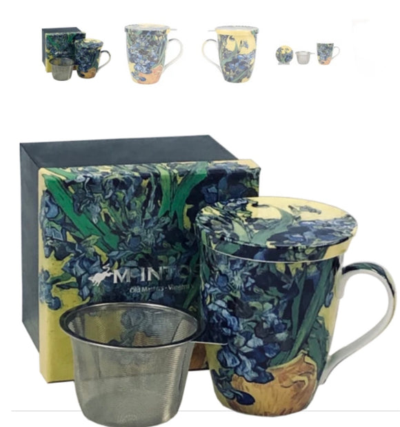 Irises Tea Mug with Infuser & Lid