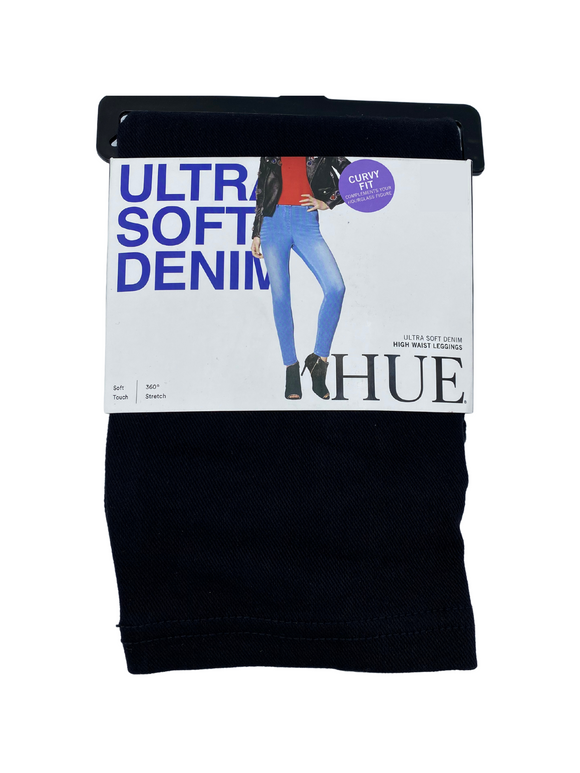 Hue-Ultra Soft Curvy 360* Stretch Denim-Steely Blue Wash-Black