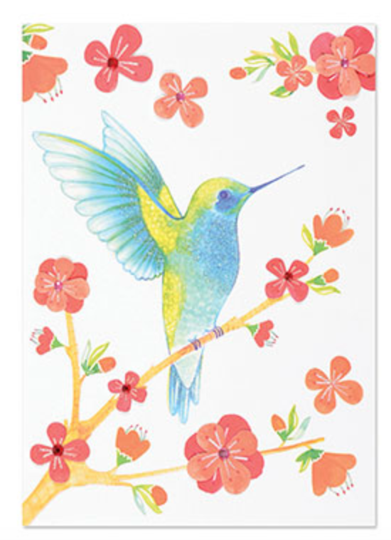 Hummingbird on branch (gems)