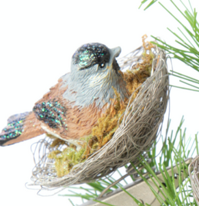 Bird in Nest Clip on Ornament