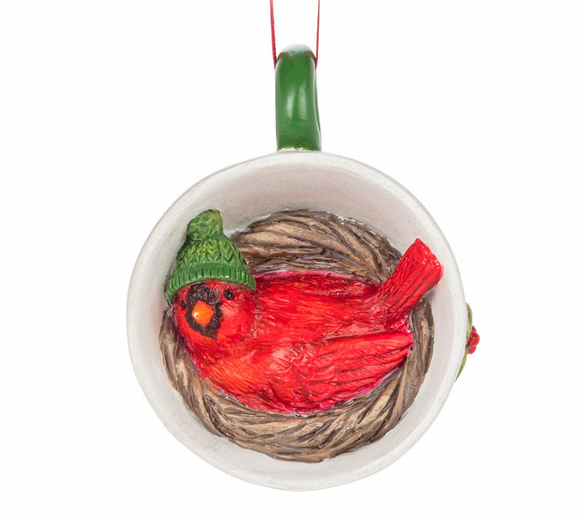 Cardinal in Teacup Ornament